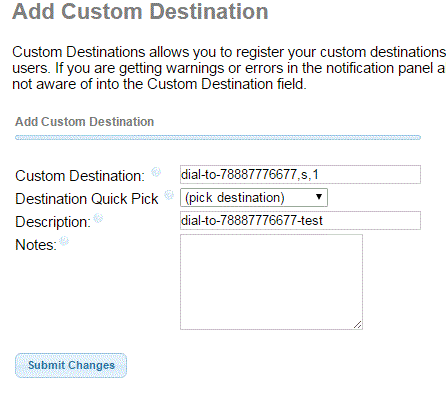 Custom Destinations