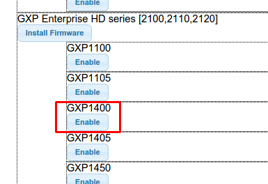 Включение модели из раздела "GXP Enterprise HD series", GXP1400
