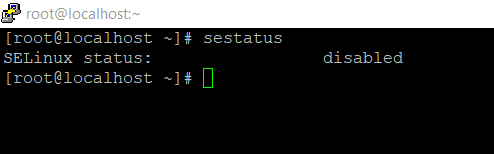 Статус selinux после выключения его и перезагрузки системы.