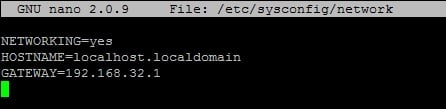 Редактирование конфигурационного файла /etc/sysconfig/network