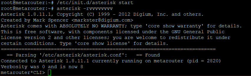 Запуск Asterisk 1.8