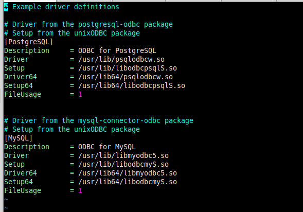 содержимое файла /etc/odbcinst.ini