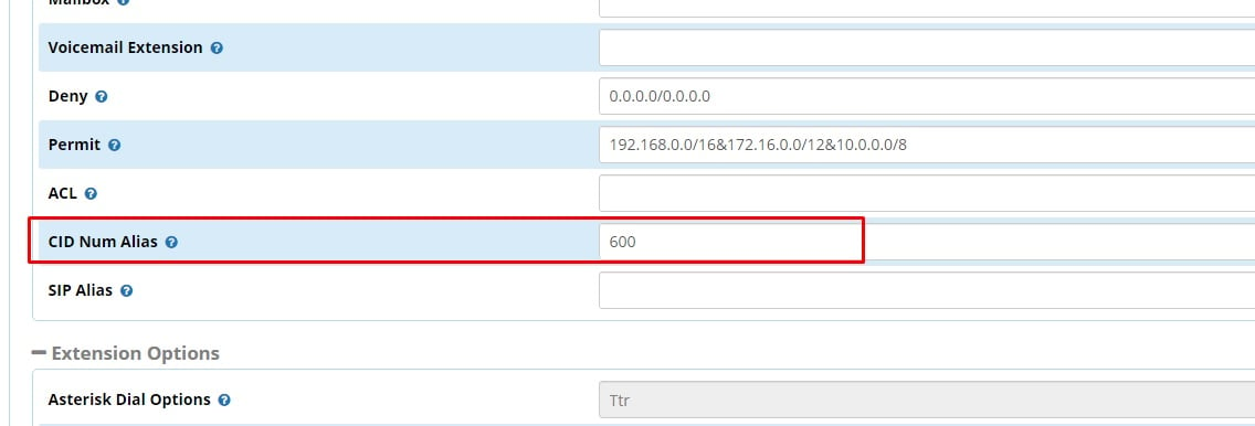 Freepbx, SIP. Установка общего номера у добавочных при внутренних вызовах
