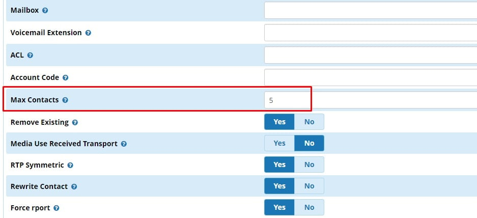 Изменение max-contacts у PJSIP добавочного